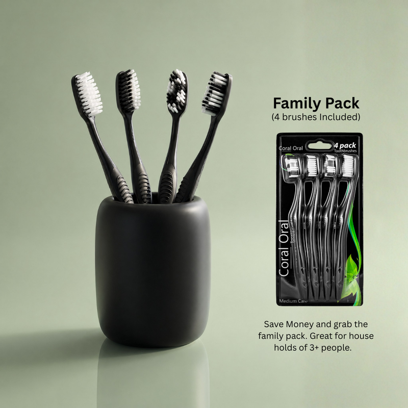 Coral Oral 4-pack toothbrushes with medium bristles