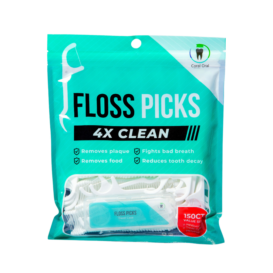 Dental floss picks with travel case for daily oral care