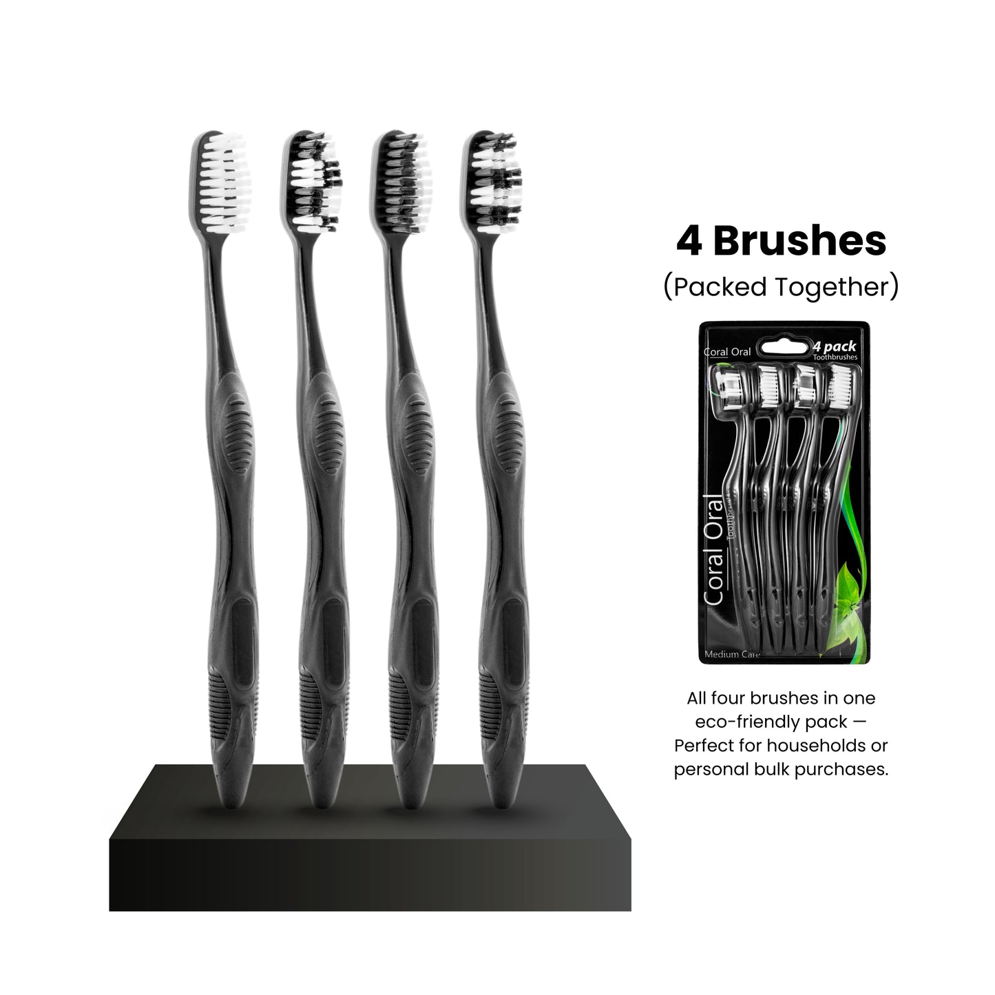 Coral Oral family toothbrush pack with four brushes