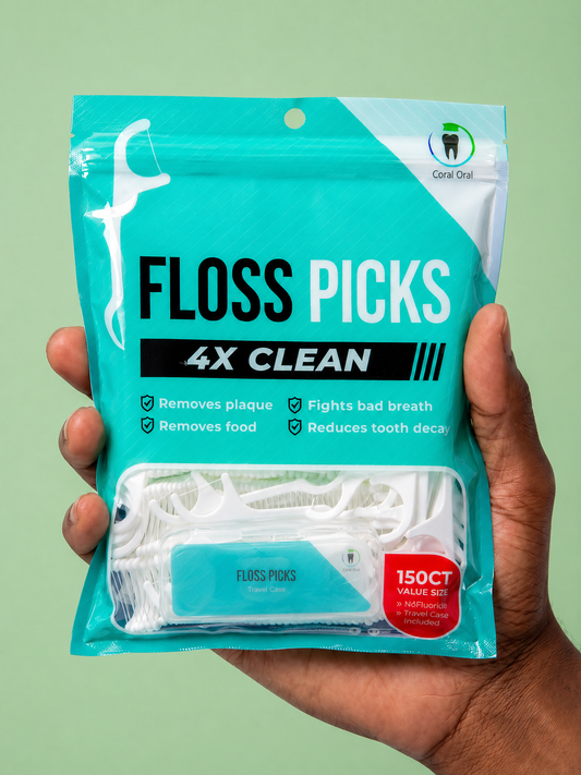Coral Oral floss picks 150 count with portable travel case