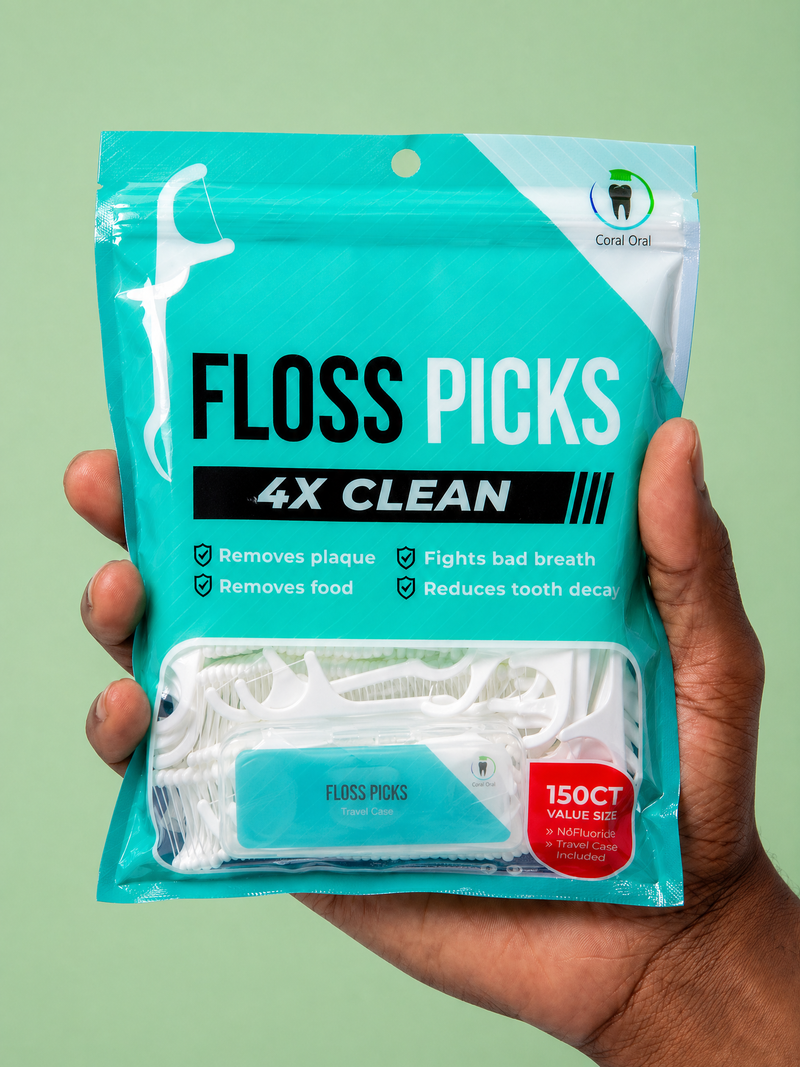 Coral Oral floss picks 150 count with portable travel case