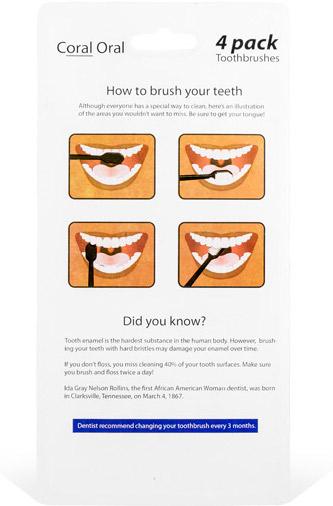 4-pack toothbrushes for comfortable everyday brushing