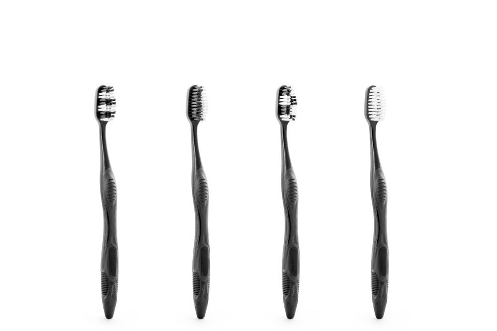 Four toothbrushes suitable for family oral care routines